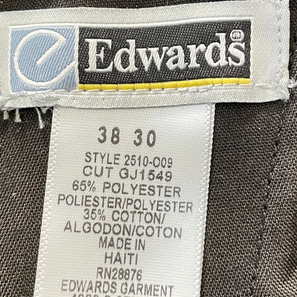 Brand New Edwards Uniform Chino Flat Front Dark Gray Pants Size 38x30 - Picture 4 of 4